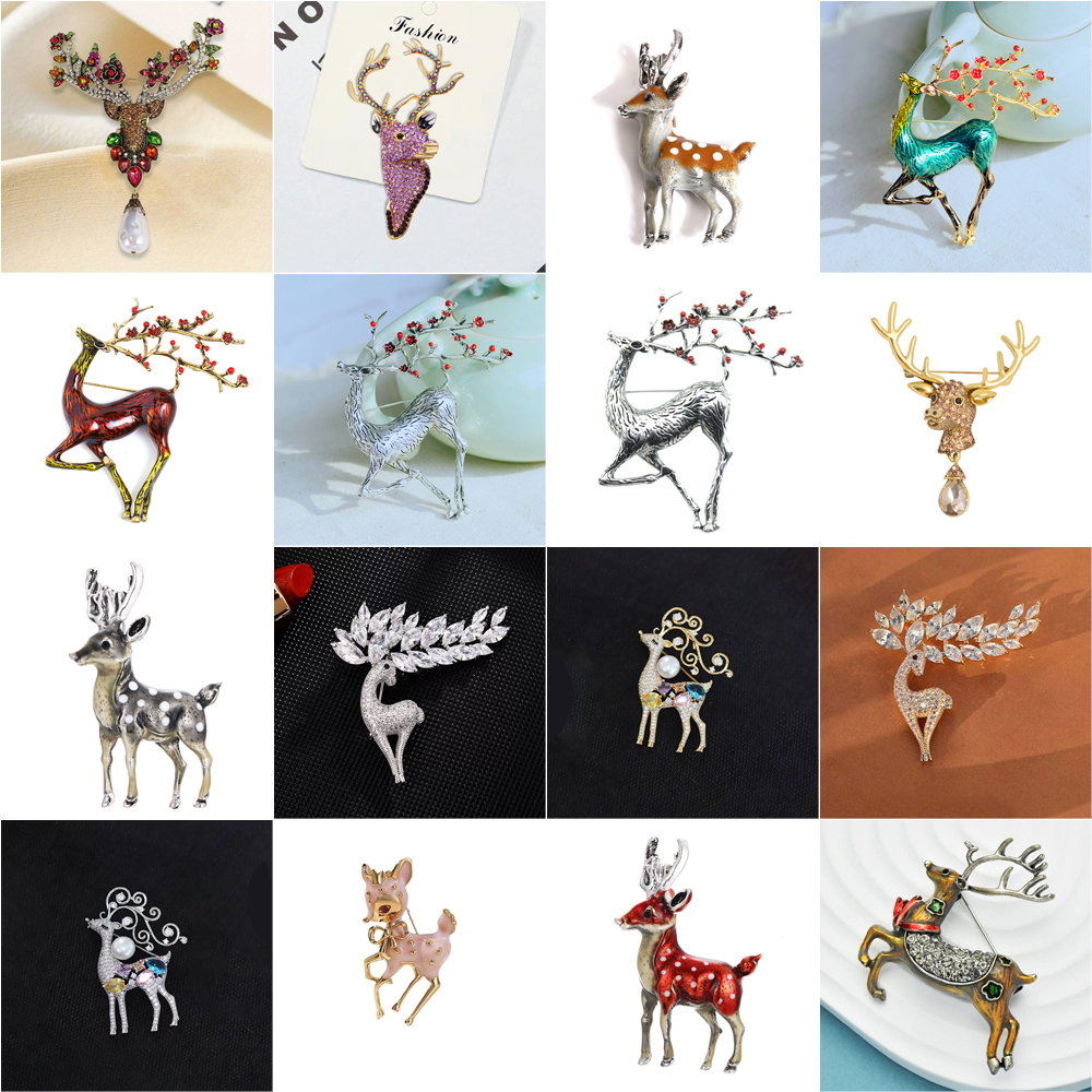 Collectible Vintage Brooches - Vintage Deer Brooch Collection, Enamel &