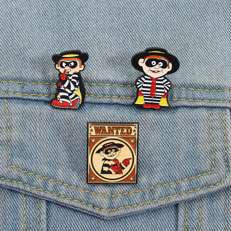 Collectible Vintage Brooches - Vintage Hamburglar Enamel Pin Set Brooch