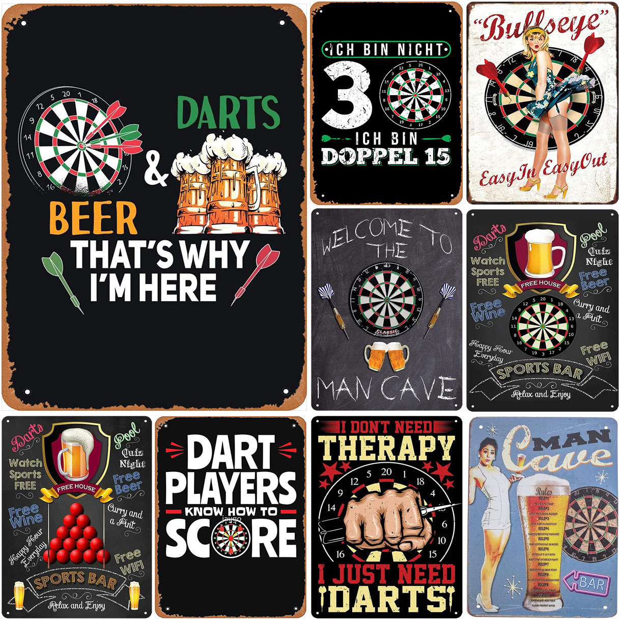 Vintage Darts & Beer Tin Sign, - Vintage Collectible Signs recensie en prijs