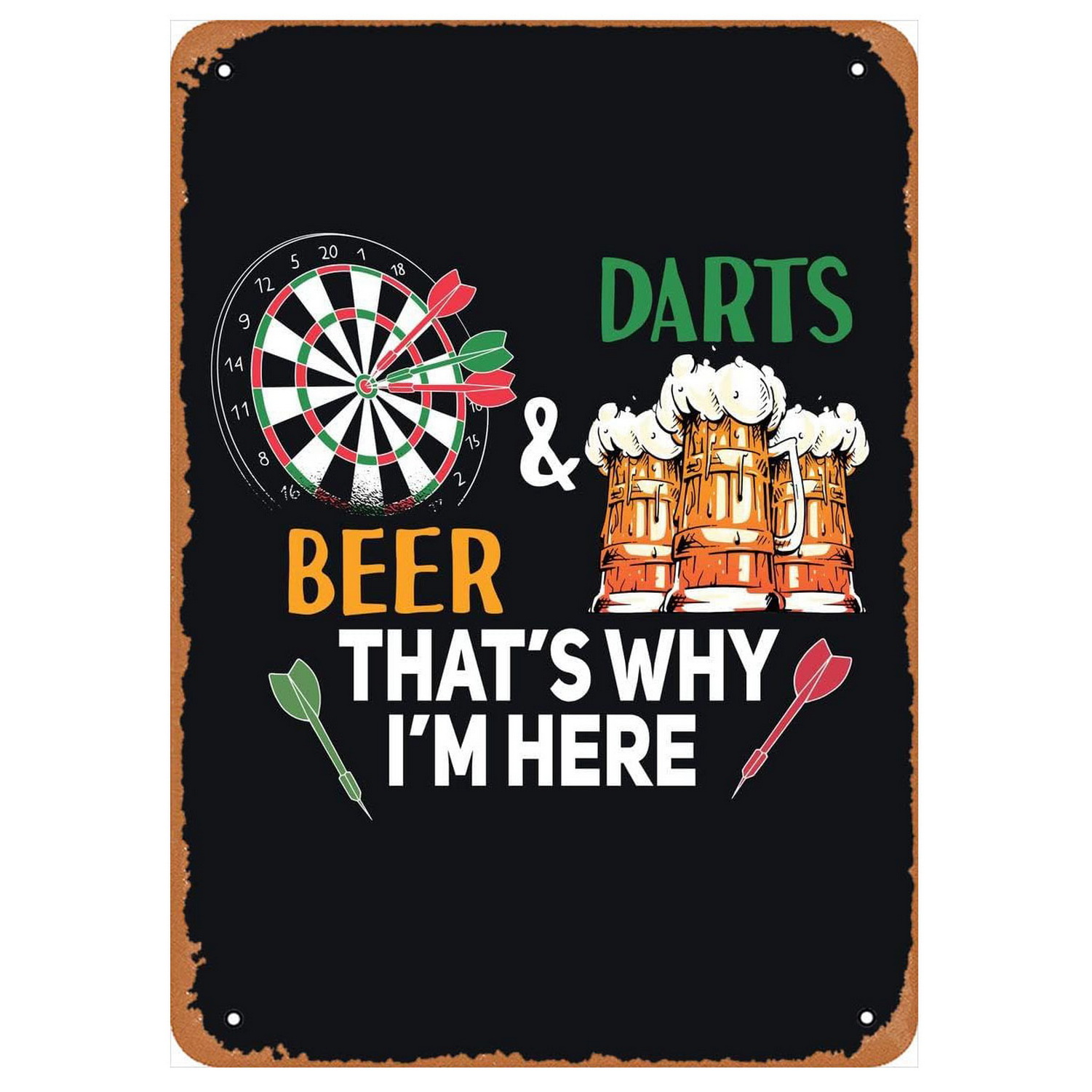 Vintage Darts & Beer Tin Sign, - Vintage Collectible Signs recensie en prijs