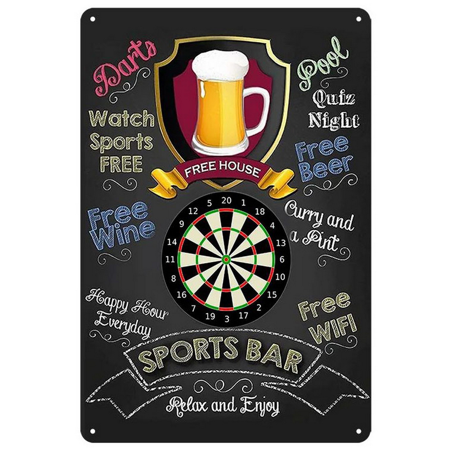 Vintage Darts & Beer Tin Sign, - Vintage Collectible Signs recensie en prijs